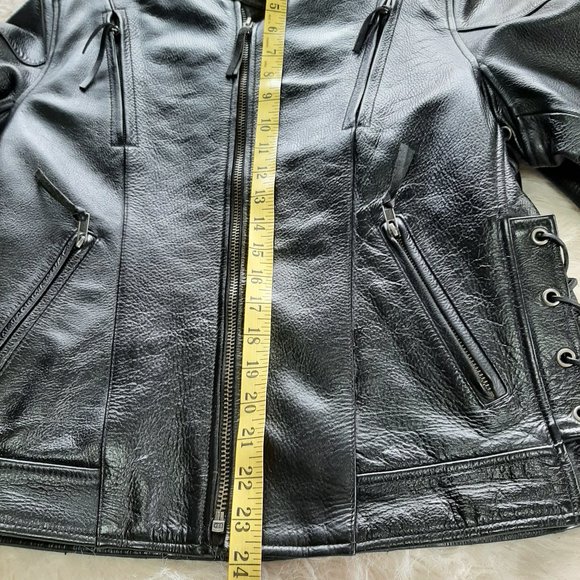 First Leather Apparel Women's Black Motor Leather Jacket  Size L - Picture 13 of 14